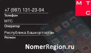 Кто звонил с 9871312394 - регион и оператор